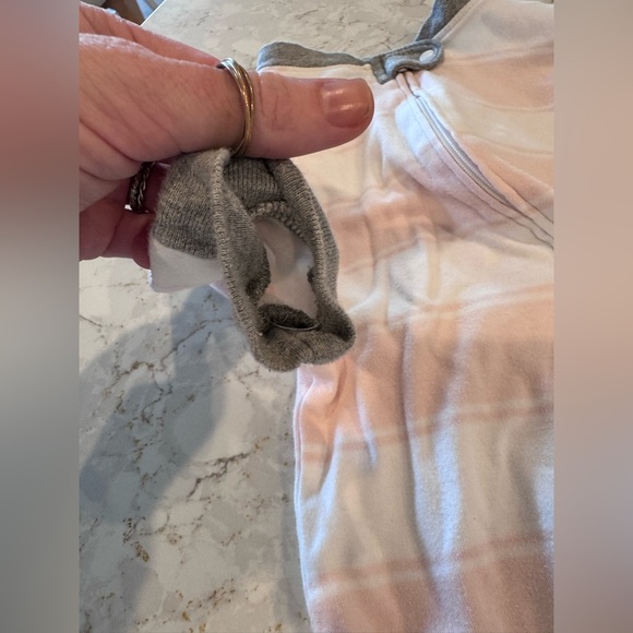 Burt’s Bees, 3–6 months, Footie pink and white striped - Picture 2 of 8